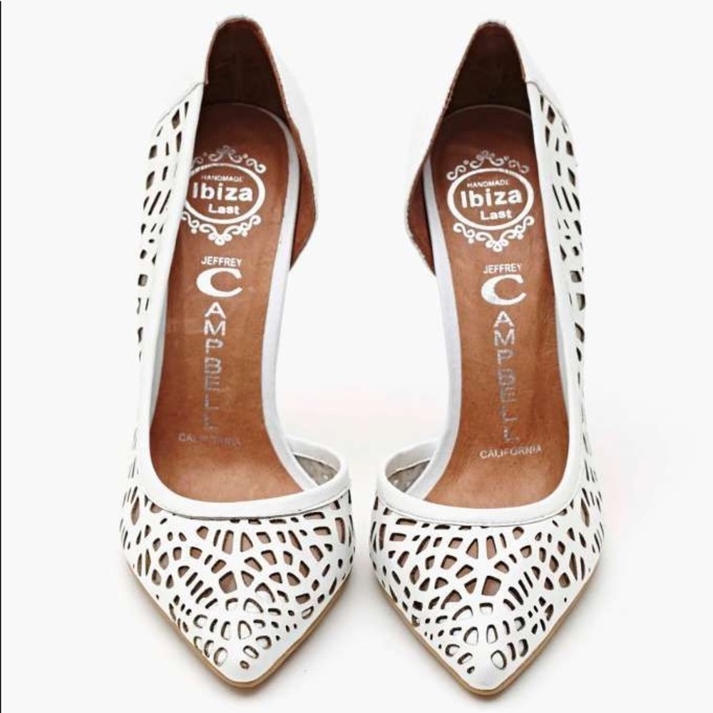 Jeffrey Campbell Mosaic white pumps